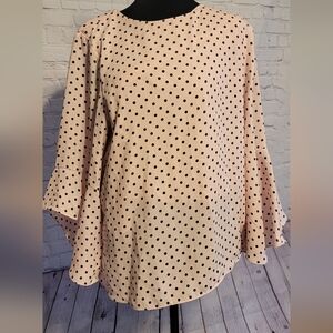 Evan Picone Pink Blouse with Black Polka Dots